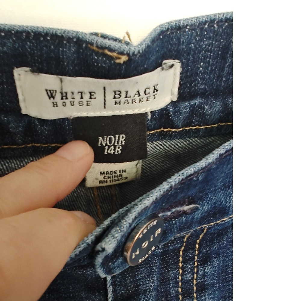 White House Black Market Noir Bootcut Jeans Blue Beaded Bling Pocket 14 - Picture 8 of 9